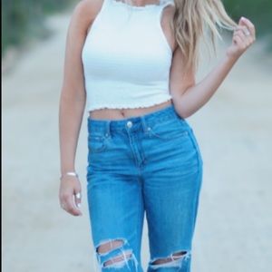 White high neck tank